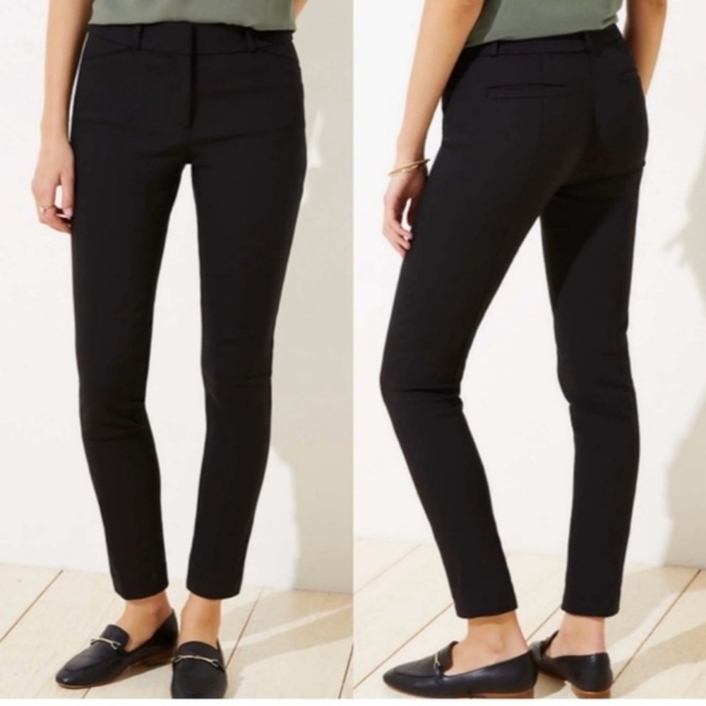 LOFT Outlet Curvy Skinny Ankle Pants in Olive Green Size 6. F. Rise 9.5”.